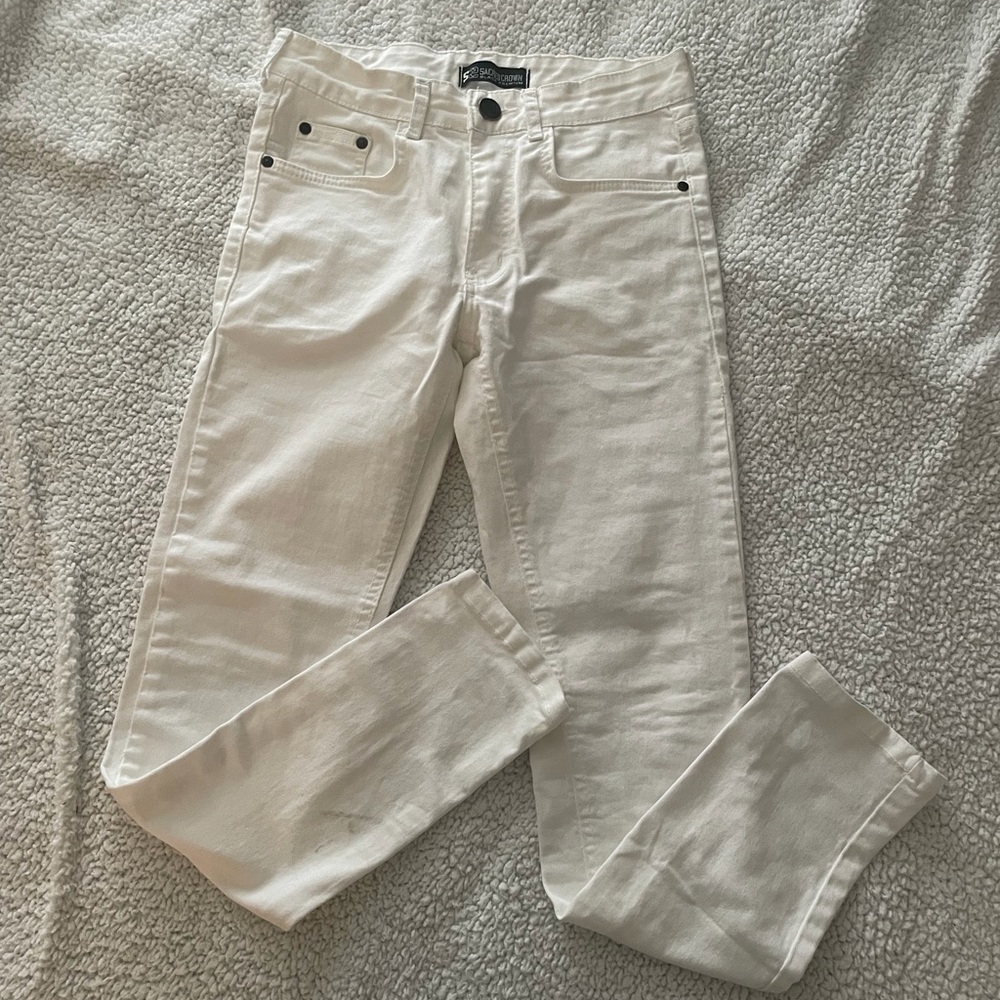 Elegant White Straight Leg Slim Jeans